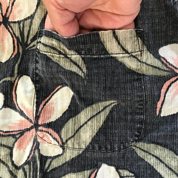 Tommy Bahama 100% Silk Hawaiian Shirt Men XXL Green Floral Button Up Pocket - Picture 10 of 12